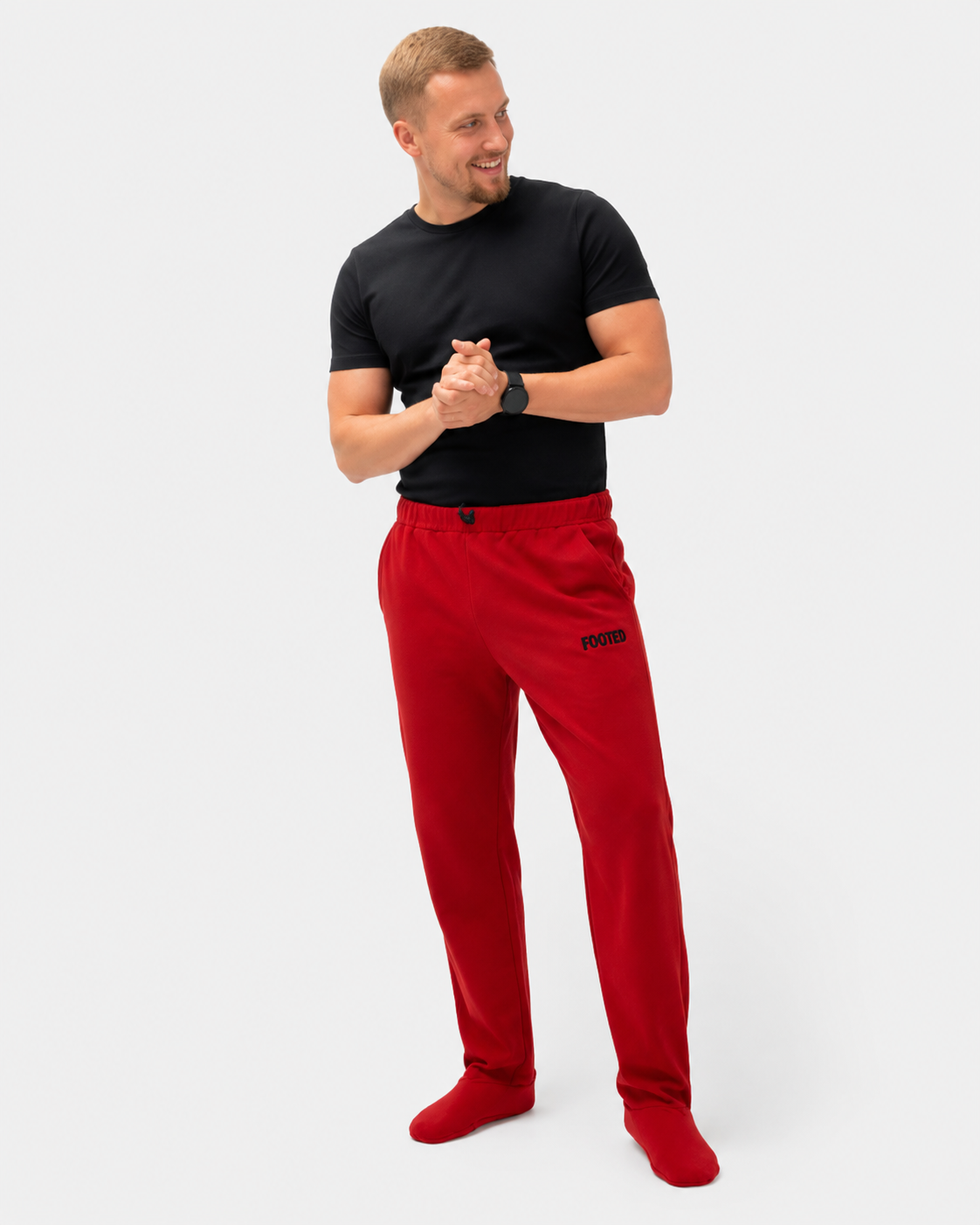 FOOTED Pants- Red