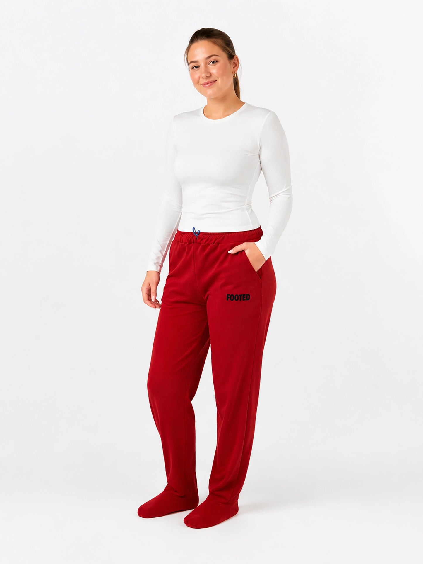 FOOTED Pants- Red