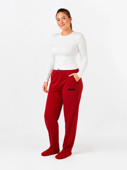 FOOTED Pants- Red
