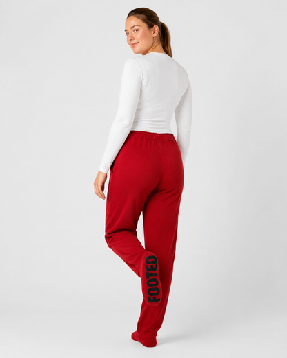 FOOTED Pants- Red